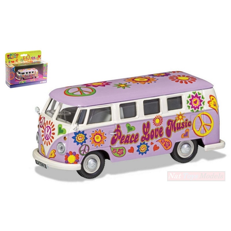 SCALE MODEL COMPATIBLE WITH VW CAMPERVAN PEACE LOVE AND MUSIC 1:43 CORGI CC02730