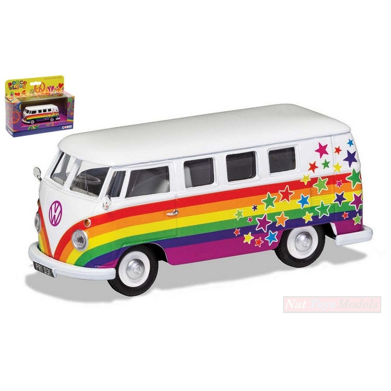 SCALE MODEL COMPATIBLE WITH VW CAMPERVAN PEACE LOVE AND WISHES 1:43 CORGI CC02731