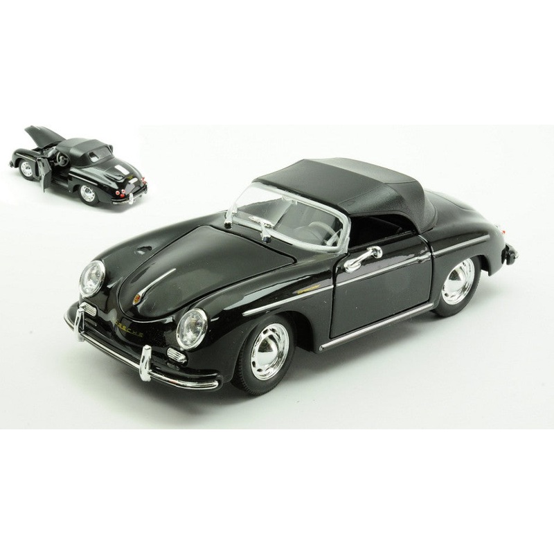 MODELLINO SCALA COMPATIBILE CON PORSCHE 356 A SPEEDSTER CLOSED BLACK 1:24 WELLY WE24106HBL