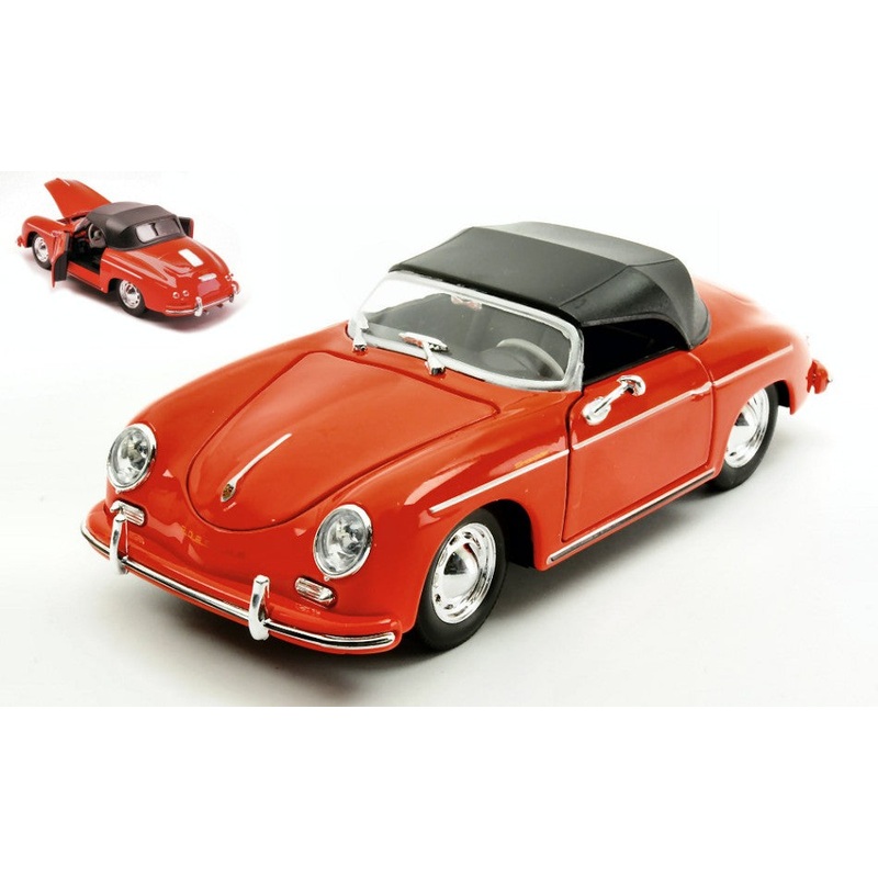 MODELLINO SCALA COMPATIBILE CON PORSCHE 356 A SPEEDSTER CLOSED RED 1:24 WELLY WE24106HR