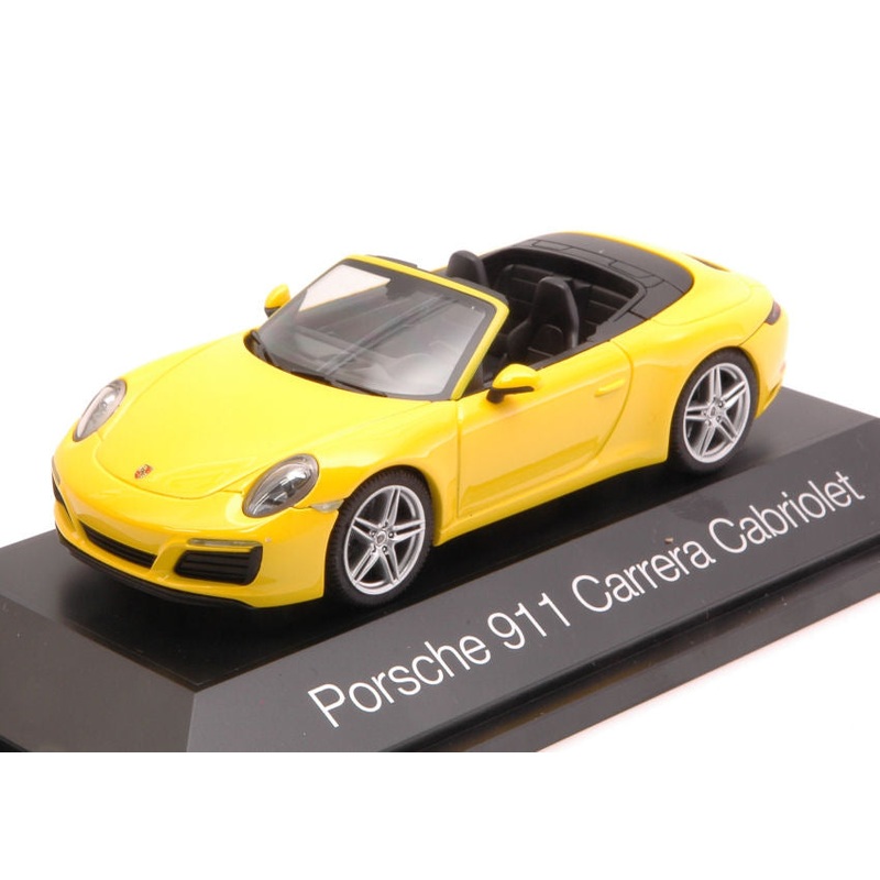 MODELLINO SCALA COMPATIBILE CON PORSCHE 911 CARRERA CABRIOLET 2016 YELLOW 1:43 HERPA HP7102