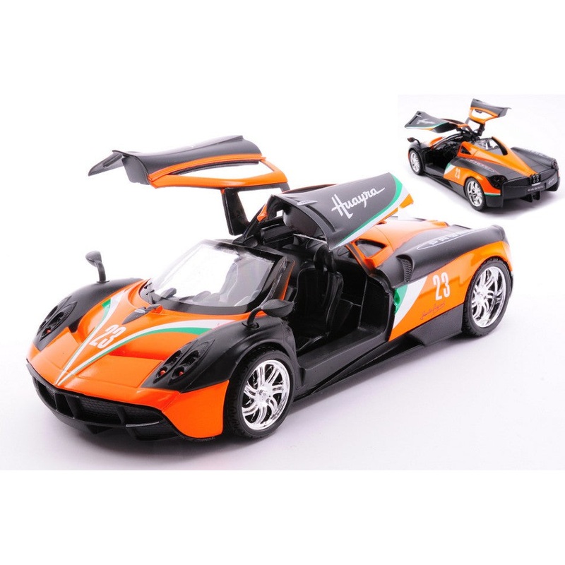 MODELLINO SCALA COMPATIBILE CON PAGANI HUAYRA BLACK/ORANGE 1:24 MOTORMAX MTM73798