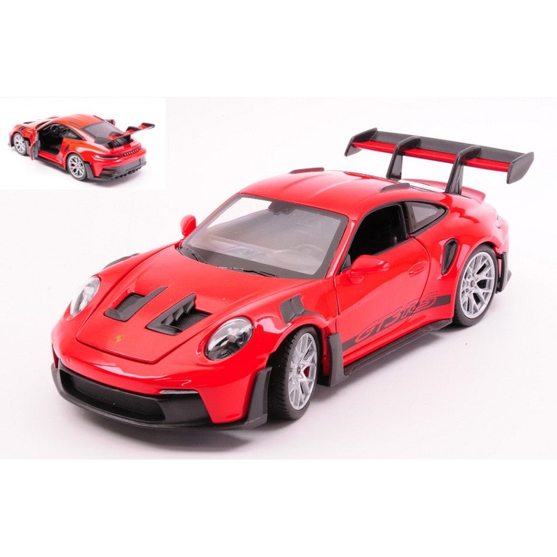 MODELLINO SCALA COMPATIBILE CON PORSCHE 911 GT3 RS 992 2023 RED 1:24 WELLY WE24122R
