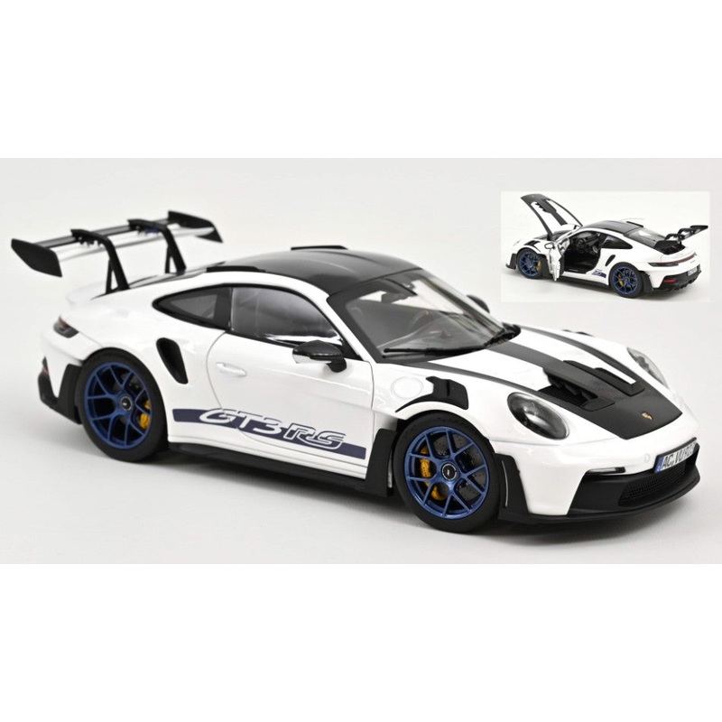 MODELLINO SCALA COMPATIBILE CON PORSCHE 911 GT3 RS W/WEISSACH PACK 2022 WHITE/INDIGOBLUE 1:18 NOREV NV187353