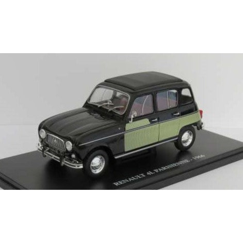 MODELLINO SCALA COMPATIBILE CON RENAULT 4L PARISIENNE 1966 BLACK W/GREEN 1:24 EDITORIA MAG24REN4LB