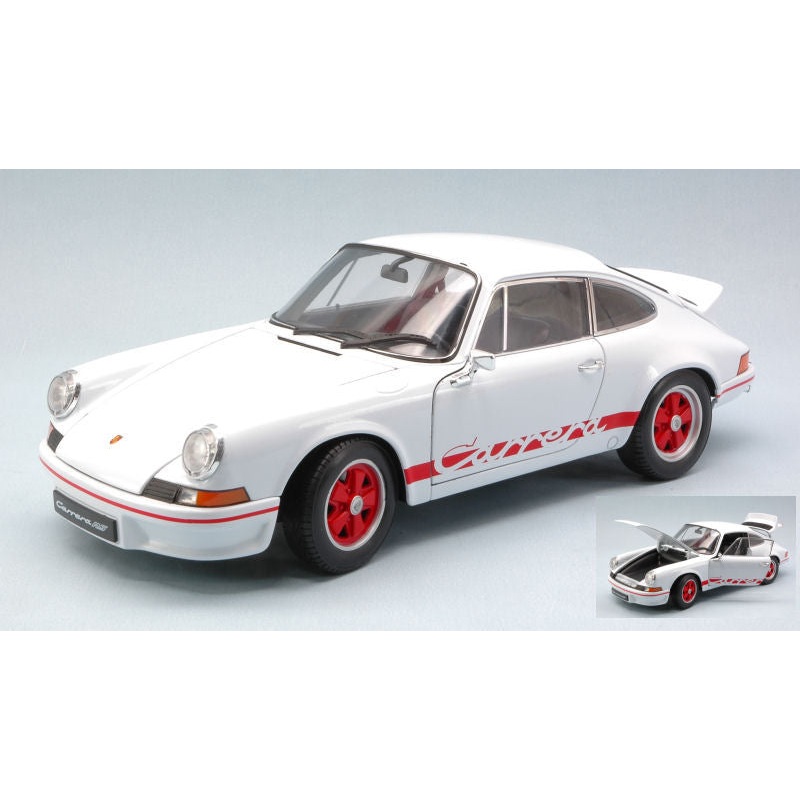 MODELLINO Welly PORSCHE 911 CARRERA RS 1973 WHITE W/RED STRIPES 1:18 MODEL SCALE WE0321 250506