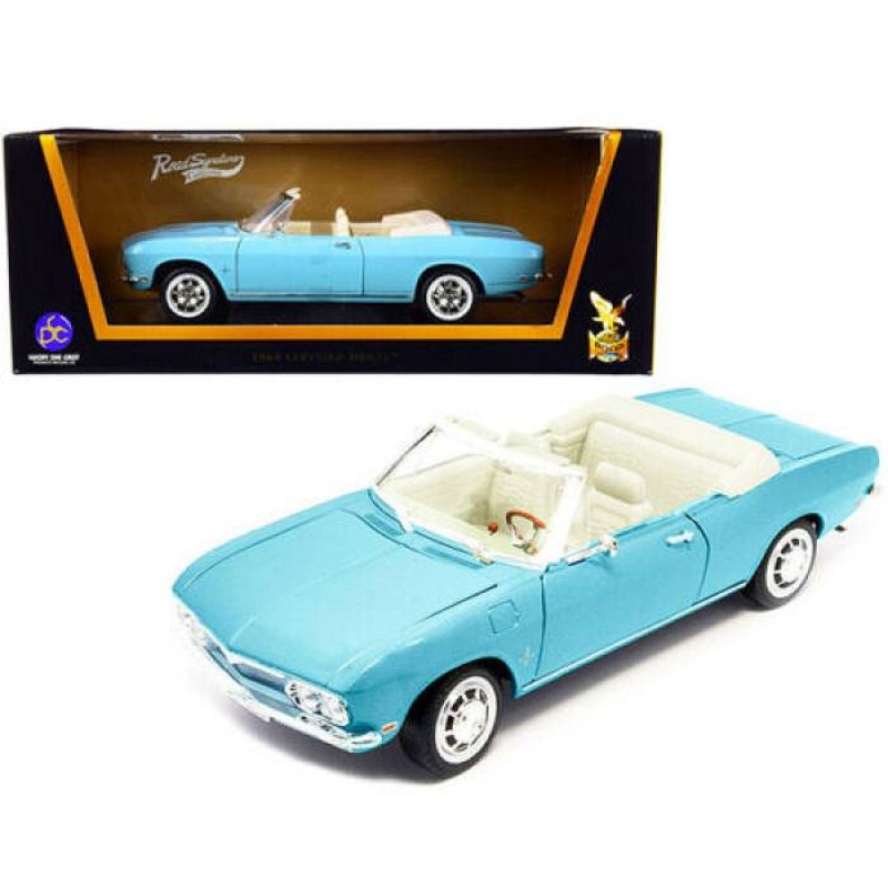 SCALE MODEL COMPATIBLE WITH CHEVROLET CORVAIR MONZA CABRIO 1969 LIGHT BLUE 1:18 LUCKY DIE CAST LDC92498LB