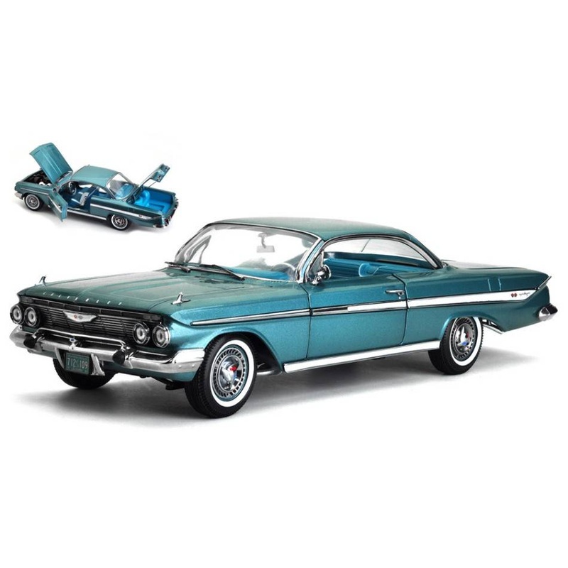 SCALE MODEL COMPATIBLE WITH CHEVROLET IMPALA SPORT COUPE' 1961 TWILLIGHT TURQUOISE 1:18 SUNSTAR SS2109