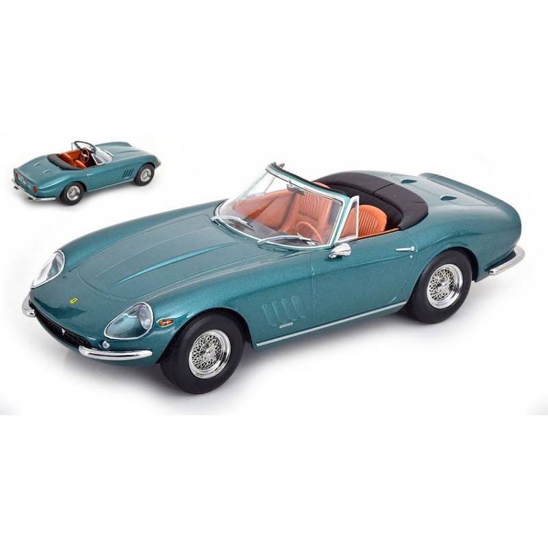SCALE MODEL COMPATIBLE WITH FERRARI 275 GTB4 NART SPYDER 1967 W/REMOVABLE SOFTTOP MET.GREEN 1:18 KK SCALE KKDC180237