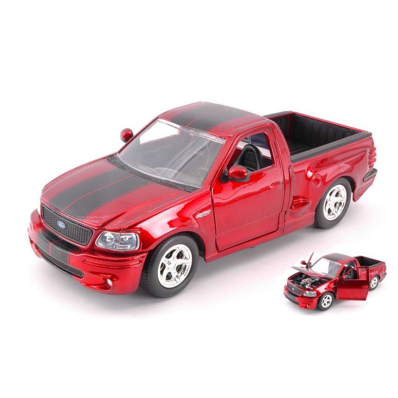 SCALE MODEL COMPATIBLE WITH FORD F-150 SVT LIGHTNING 1999 METALLIC RED W/BLACK STRIPES 20 cm 1:24 JADA TOYS JADA30357R