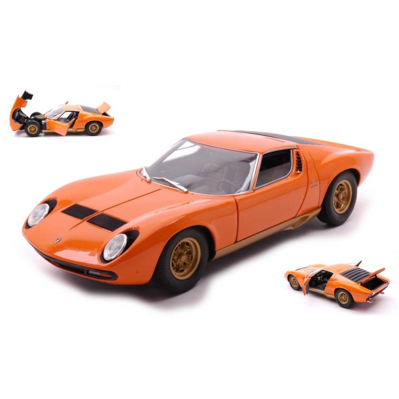 SCALE MODEL COMPATIBLE WITH LAMBORGHINI MIURA 1971 RED-ORANGE 1:18 WELLY WE18017R