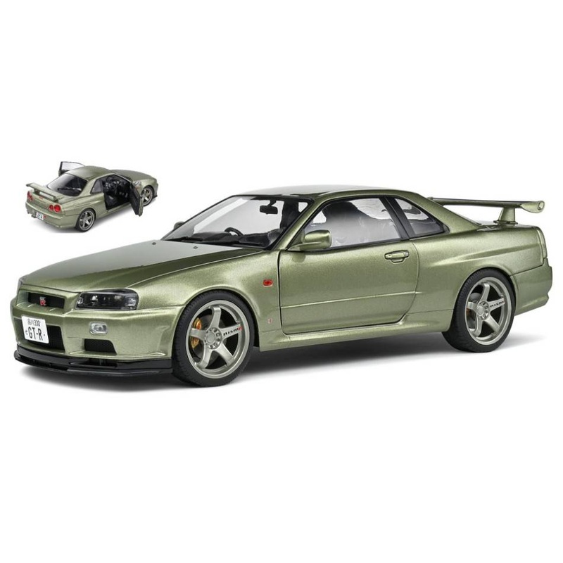 SCALE MODEL COMPATIBLE WITH NISSAN GT-R (R34) 1999 MET.GREEN 1:18 SOLID SL1804308