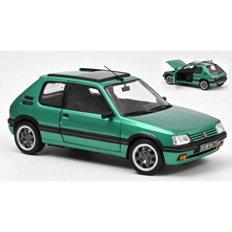 SCALE MODEL COMPATIBLE WITH PEUGEOT 205 GTi GRIFFE WITH WINDOWROOF 1991 GREEN 1:18 NOREV NV184847