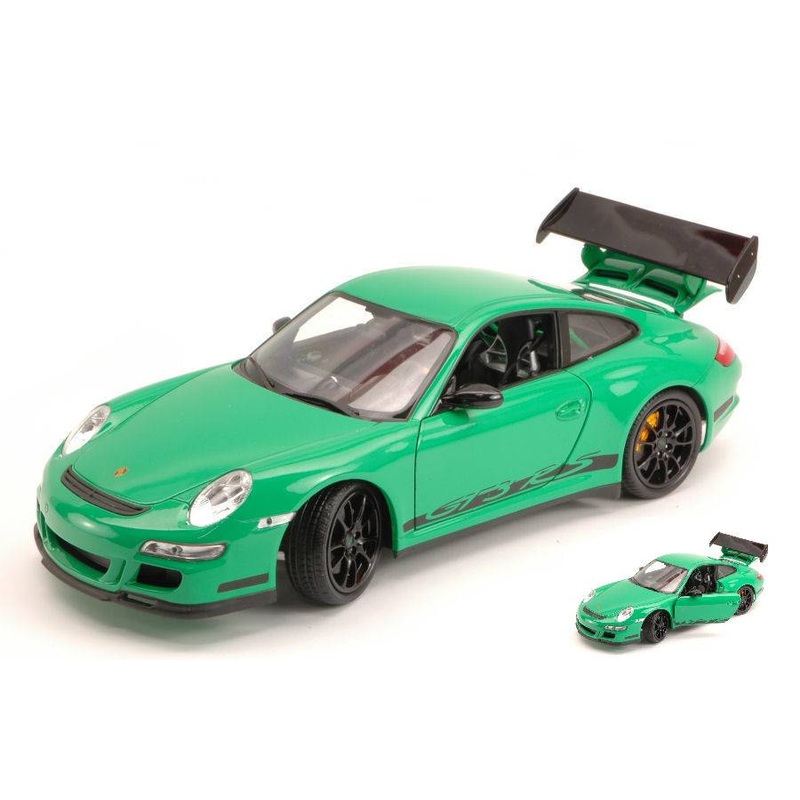 SCALE MODEL COMPATIBLE WITH PORSCHE 911 GTR 3 RS 2007 GREEN WITH BLACK STRIPES 1:18 WELLY WE8015GR