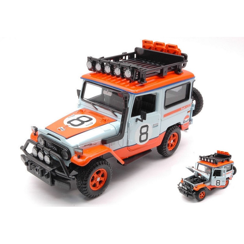 SCALE MODEL COMPATIBLE WITH TOYOTA FJ40 HARD TOP 1974 W/ROOF RACK GULF 1:24 MOTORMAX MTM79658