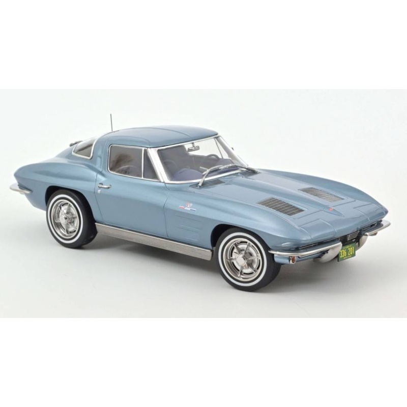 SCALE MODEL COMPATIBLE WITH CHEVROLET CORVETTE STING RAY 1963 LIGHT BLUE METALLIC 1:18 NOREV NV189050