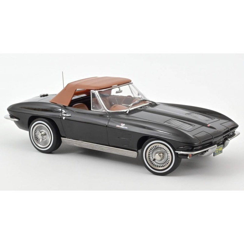 SCALE MODEL COMPATIBLE WITH CHEVROLET CORVETTE STINGRAY CABRIOLET 1963 BLACK 1:18 NOREV NV189055