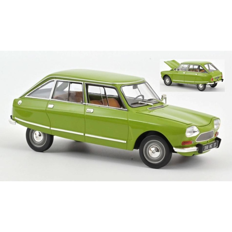SCALE MODEL COMPATIBLE WITH CITROEN AMI 8 CLUB 1969 IRIS GREEN 1:18 NOREV NV181677