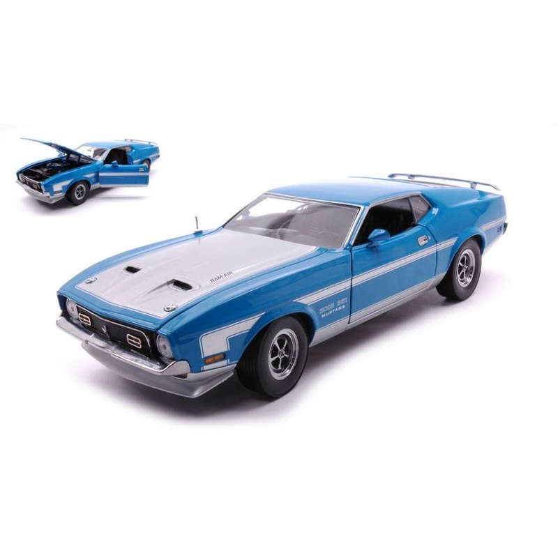SCALE MODEL COMPATIBLE WITH FORD MUSTANG BOSS 351 GRABBER 1971 BLUE/WHITE 1:18 SUNSTAR SS3628