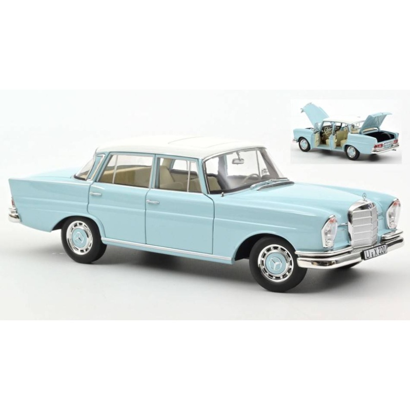SCALE MODEL COMPATIBLE WITH MERCEDES 220 S 1965 LIGHT BLUE 1:18 NOREV NV183920