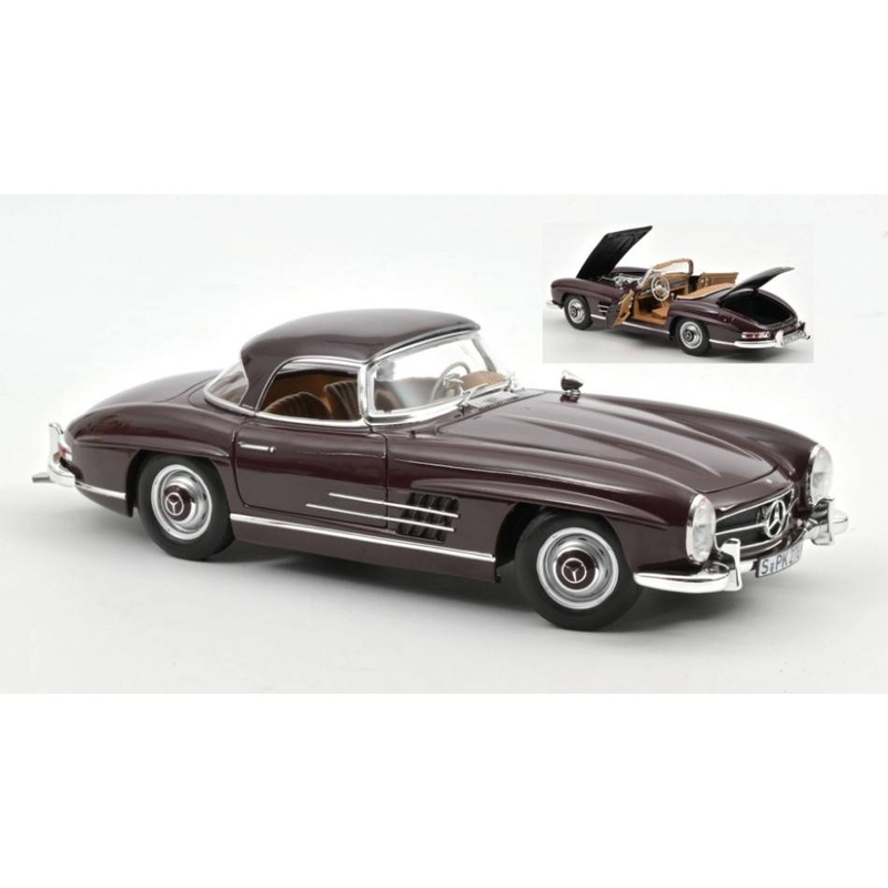 SCALE MODEL COMPATIBLE WITH MERCEDES 300 SL ROADSTER 1957 RED 1:18 NOREV NV183891