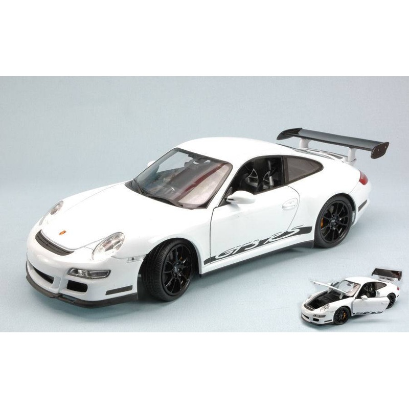 SCALE MODEL COMPATIBLE WITH PORSCHE 911 GT3 RS 2007 WHITE WITH BLACK STRIPS 1:18 WELLY WE8015W