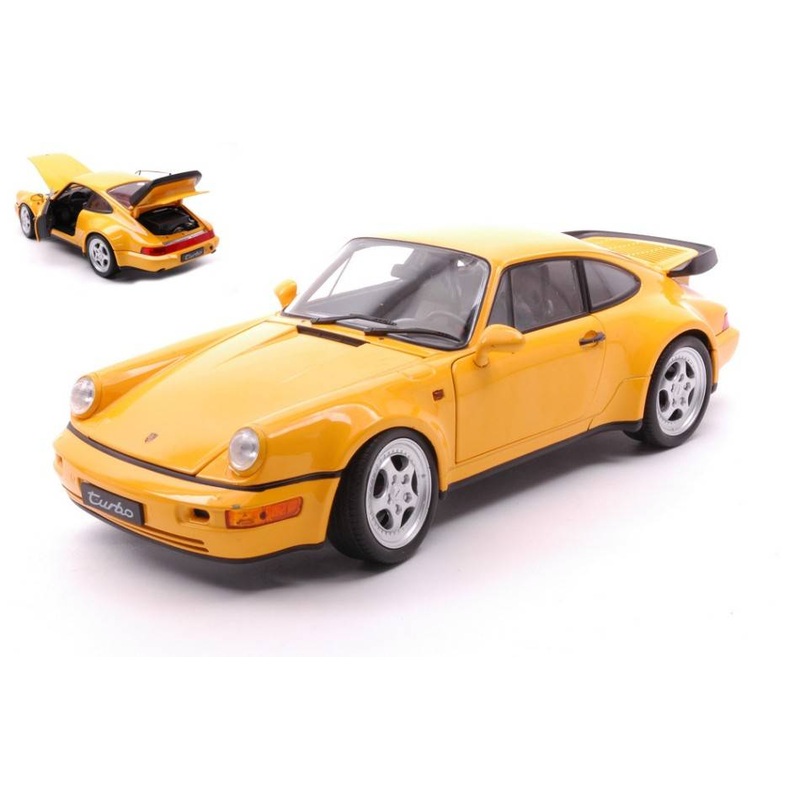 SCALE MODEL COMPATIBLE WITH PORSCHE 964 TURBO 1989 YELLOW 1:18 WELLY WE18026Y