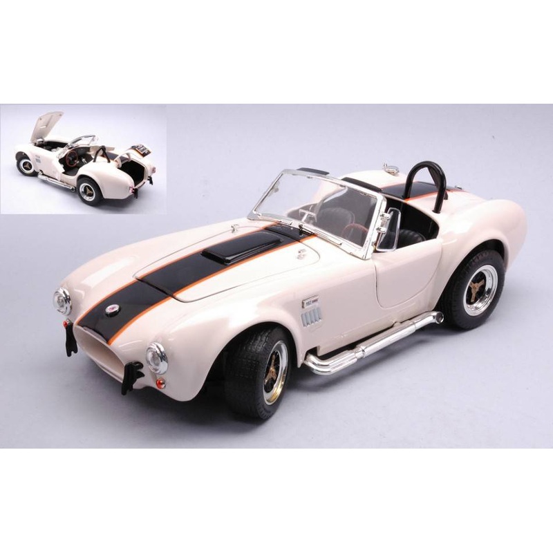 SCALE MODEL COMPATIBLE WITH SHELBY COBRA 427 S/C 1964 CREAM W/BLACK STRIPES 1:18 LUCKY DIE CAST LDC92058CR