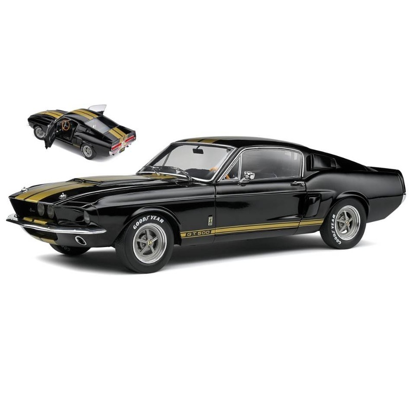 SCALE MODEL COMPATIBLE WITH SHELBY GT500 1967 BLACK GOLD STRIPES 1:18 SOLID SL1802908