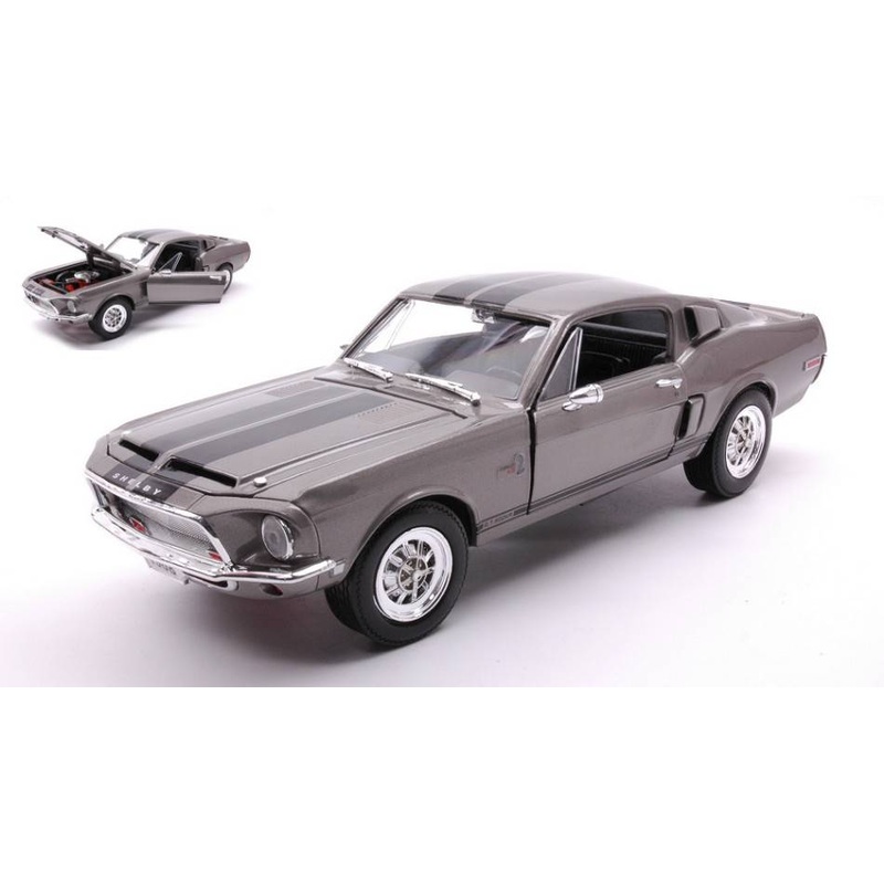 SCALE MODEL COMPATIBLE WITH SHELBY MUSTANG GT-500KR TUNGSTEN GRAY WITH BLACK STRIPES 1:18 LUCKY DIE CAST LDC92168GY