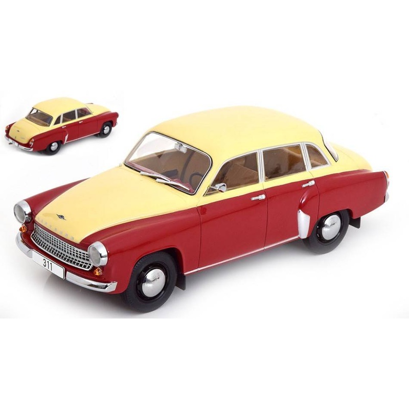 SCALE MODEL COMPATIBLE WITH WARTBURG 311 1959 DARK RED/BEIGE 1:18 MODELCARGROUP MCG18299