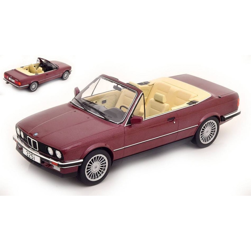 SCALE MODEL COMPATIBLE WITH BMW 325I (E30) CONVERTIBLE MET.DARK RED 1:18 MODELCARGROUP MCG18380