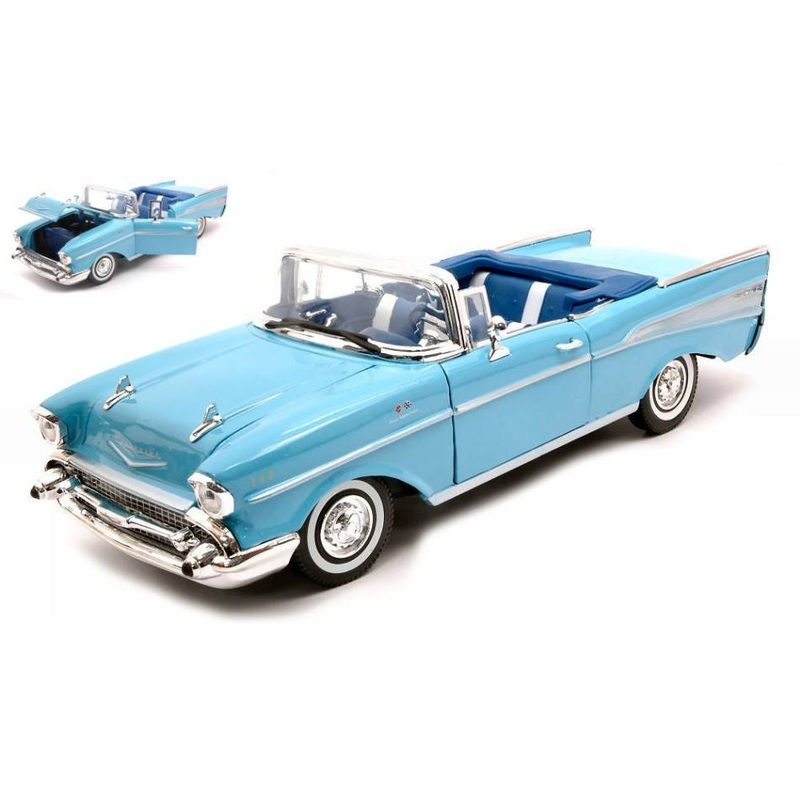 SCALE MODEL COMPATIBLE WITH CHEVROLET BEL AIR CONVERTIBLE 1957 LIGHT BLUE 1:18 MOTORMAX MTM73175B