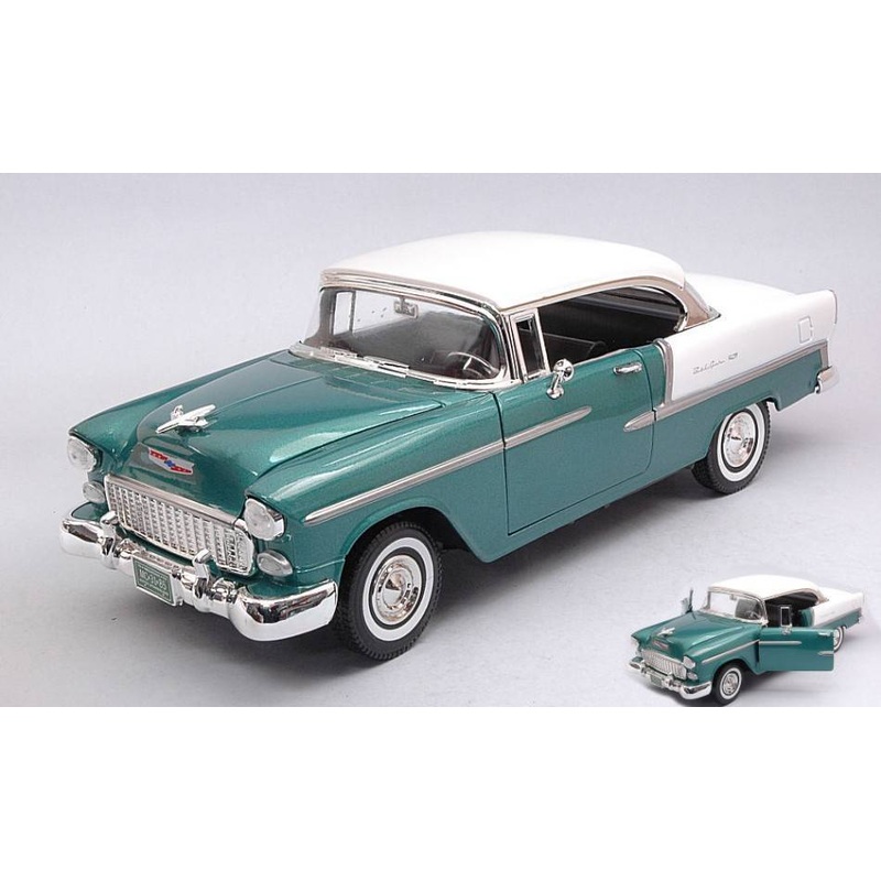 SCALE MODEL COMPATIBLE WITH CHEVROLET BEL AIR HARDTOP 1955 DARK GREEN/WHITE 1:18 MOTORMAX MTM73185GN