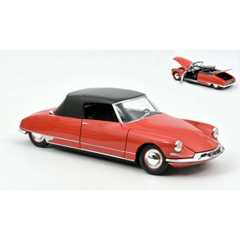 SCALE MODEL COMPATIBLE WITH CITROEN DS 19 CABRIOLET 1961 CORAIL RED 1:18 NOREV NV181599