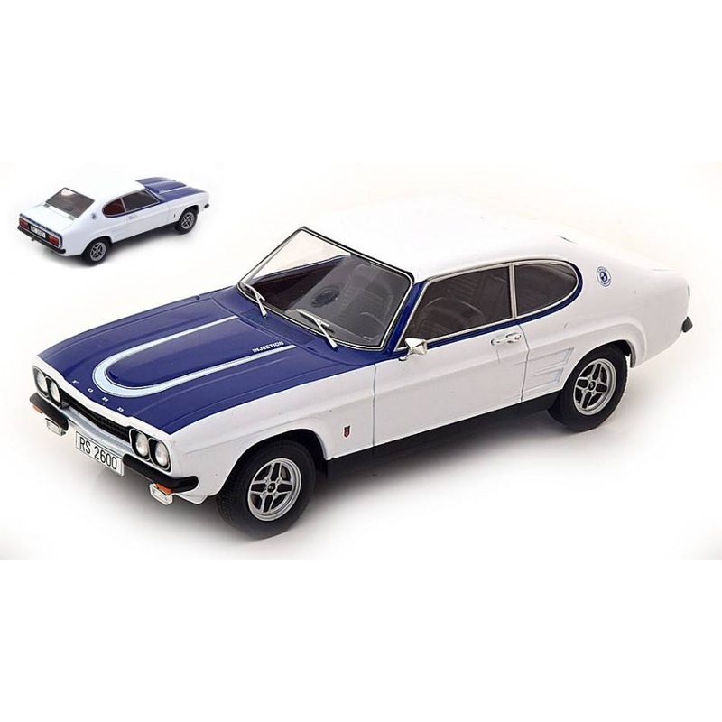 SCALE MODEL COMPATIBLE WITH FORD CAPRI MKI RS2600 WHITE/BLUE 1:18 MODELCARGROUP MCG18294