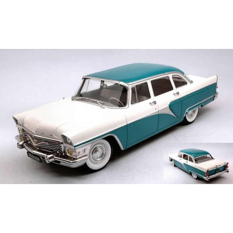 SCALE MODEL COMPATIBLE WITH GAZ 13 SEAGULL 1959 TURQUOISE/WHITE 1:18 TRIPLE 9 T9-1800253