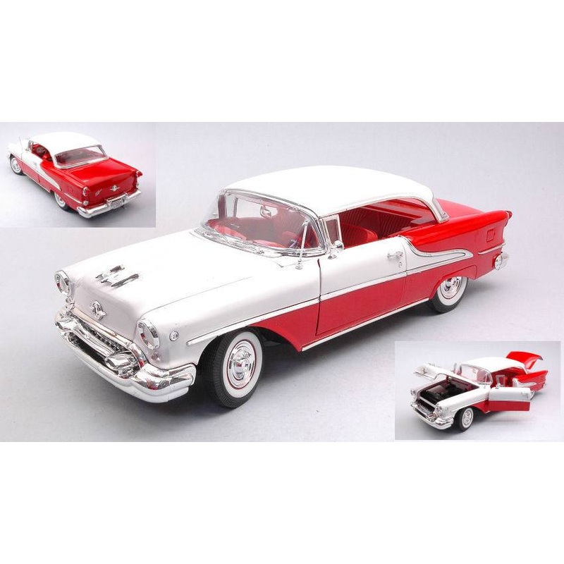 SCALE MODEL COMPATIBLE WITH OLDSMOBILE SUPER 88 CABRIOLET 1955 RED/WHITE 1:18 WELLY WE19869CR