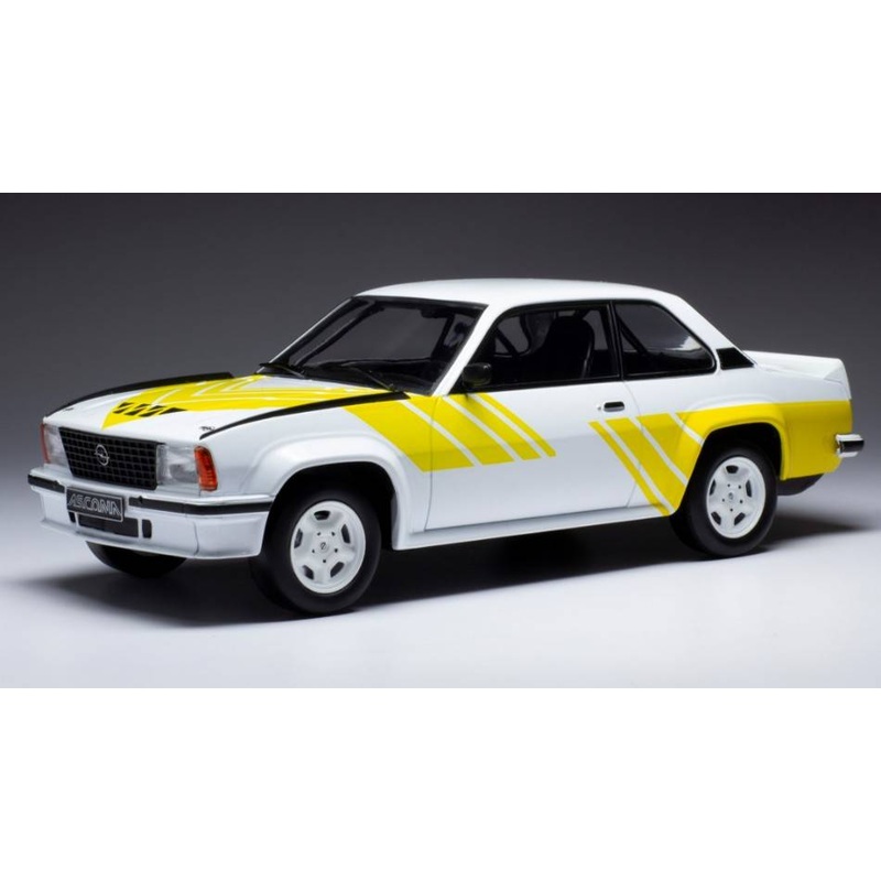 SCALE MODEL COMPATIBLE WITH OPEL ASCONA B 400 1982 WHITE/YELLOW 1:18 IXO MODEL 18CMC127