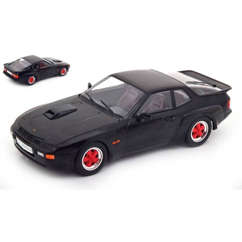 SCALE MODEL COMPATIBLE WITH PORSCHE 924 CARRERA GT BLACK WITH RED WHEEL RIMS 1:18 MODELCARGROUP MCG18304