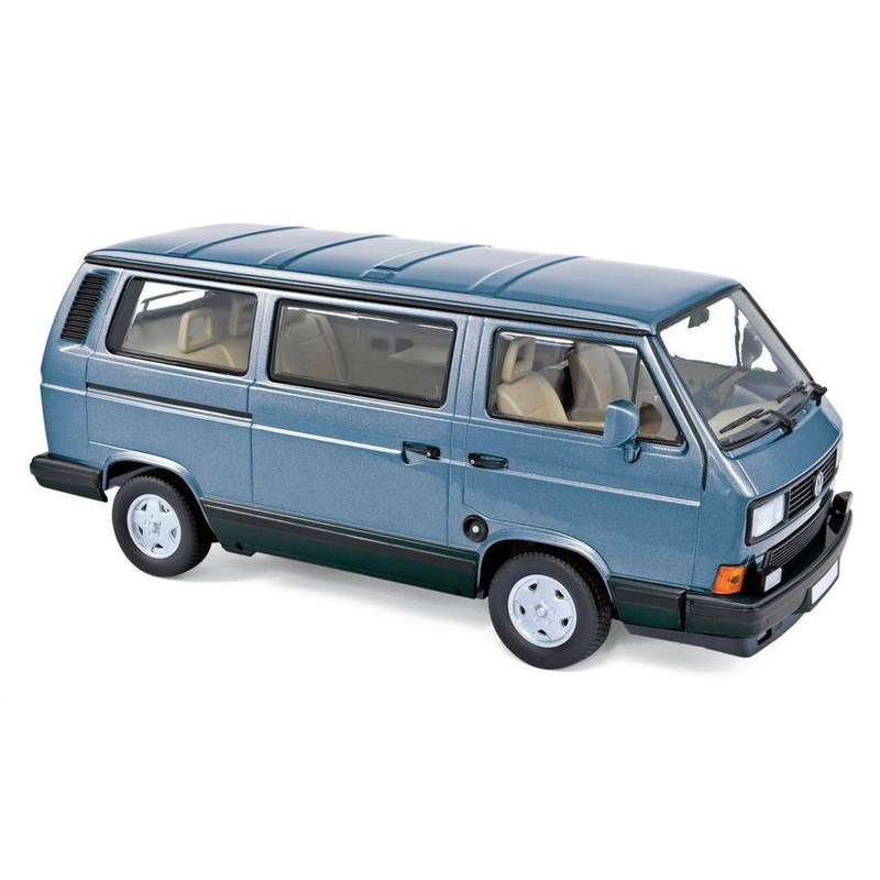 SCALE MODEL COMPATIBLE WITH VW MULTIVAN 1990 LIGHT BLUE METALLIC 1:18 NOREV NV188544