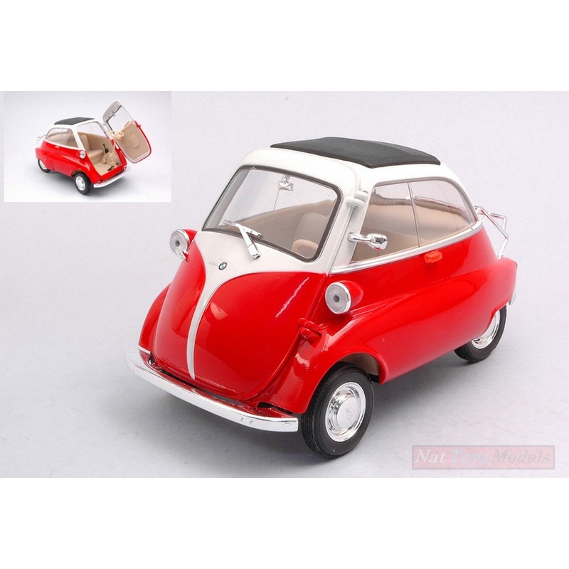 SCALE MODEL COMPATIBLE WITH BMW ISETTA 250 RED/WHITE 1:18 WELLY WE24096R