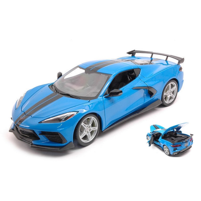 SCALE MODEL COMPATIBLE WITH CHEVROLET CORVETTE STINGRAY (HIGH WING) 2020 BLUE 1:18 MAISTO MI31455B