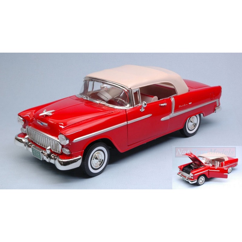 SCALE MODEL COMPATIBLE WITH CHEVY BEL AIR 1955 RED 1:18 MOTORMAX MTM73184RD