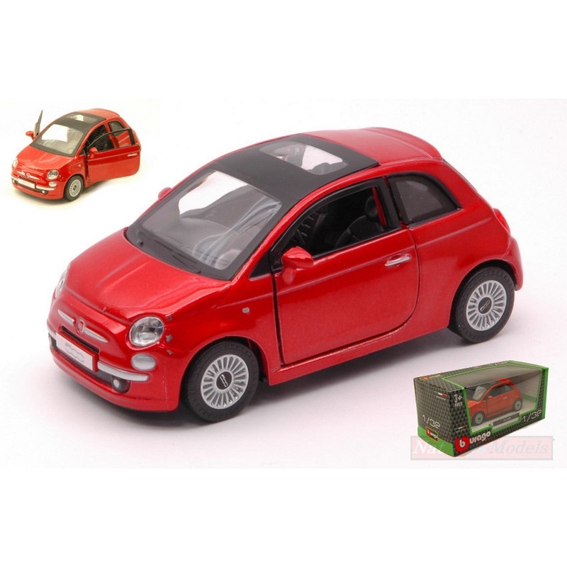 SCALE MODEL COMPATIBLE WITH FIAT NUOVA 500 2007 RED 1:32 BURAGO BU43011B