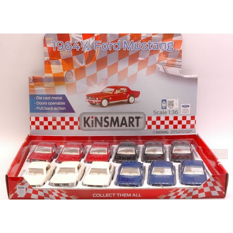SCALE MODEL COMPATIBLE WITH FORD MUSTANG 1964 1:36 KINSMART KT5351D