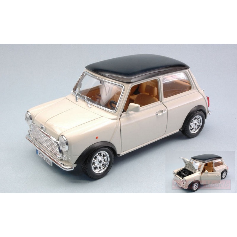 SCALE MODEL COMPATIBLE WITH MINI COOPER 1969 CREAM W/BLACK ROOF 1:18 BURAGO BU12036C