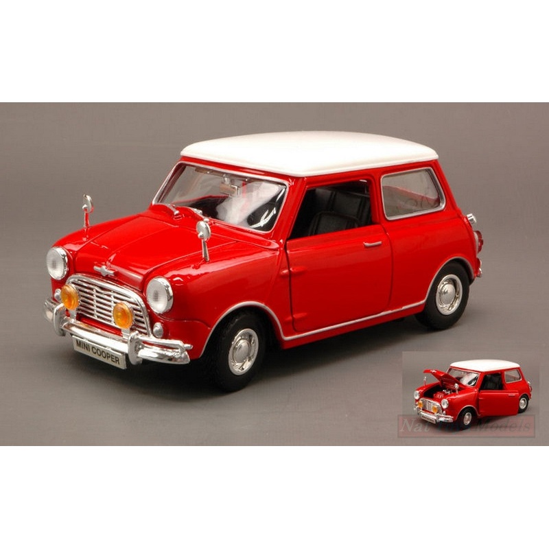 SCALE MODEL COMPATIBLE WITH MINI COOPER 1969 RED/WHITE 1:18 MOTORMAX MTM73113R