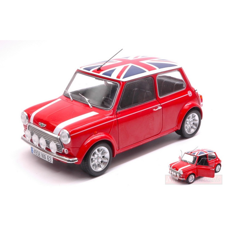 SCALE MODEL COMPATIBLE WITH MINI COOPER SPORT 1997 RED + FLAG 1:18 SOLID SL1800604