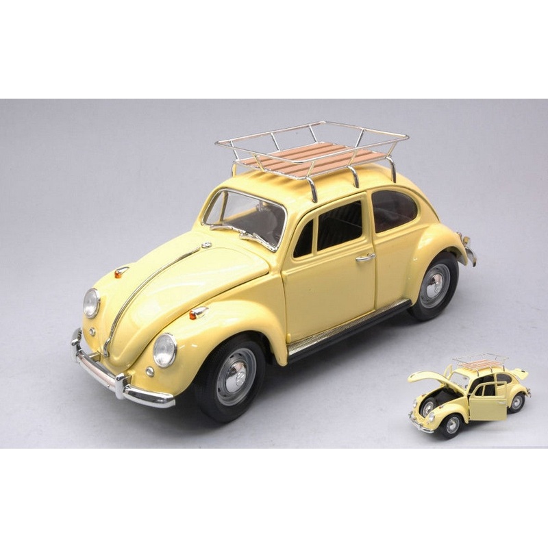 SCALE MODEL COMPATIBLE WITH VW BEETLE 1967 CAMPING VERSION YELLOW 1:18 LUCKY DIE CAST LDC92078AY